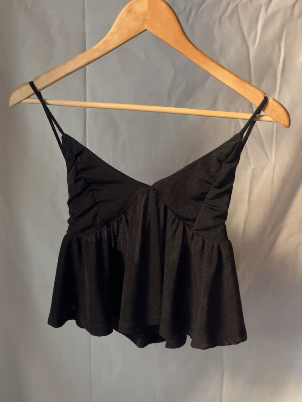 Love Tree Black Spaghetti Strap Peplum Crop Top